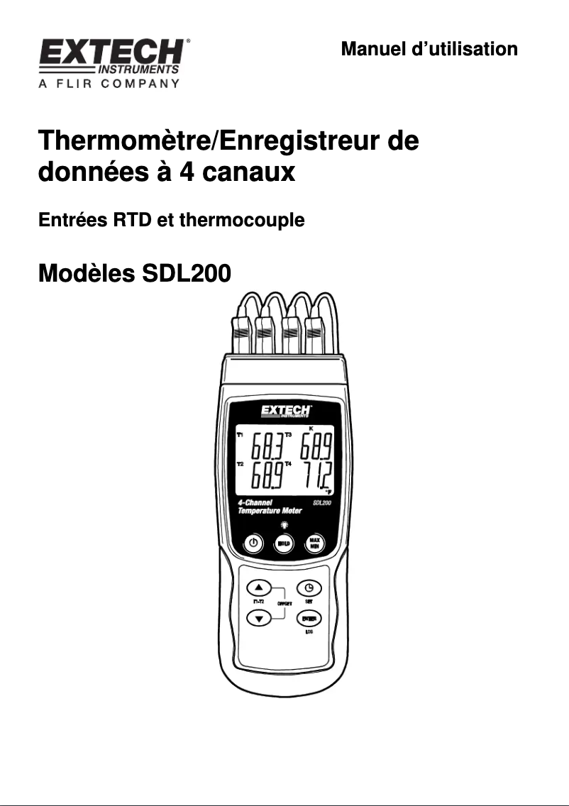 Page n°1 - Manuel utilisateur Extech SDL200