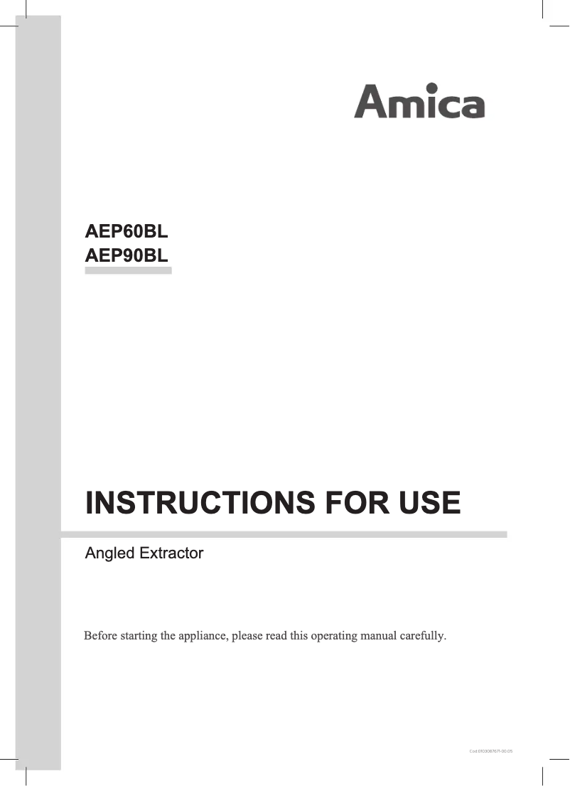 Page n°1 - Manuel utilisateur Amica AEP60BL