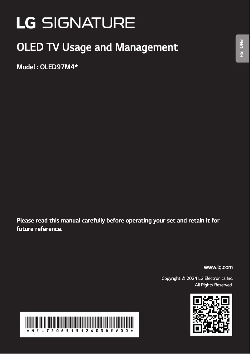 Image de la première page du manuel de l'appareil OLED97M49LA