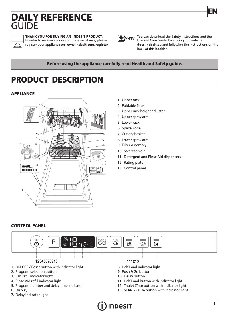 Page n°1 - Manuel utilisateur Indesit DSIO 3T224 E Z UK N