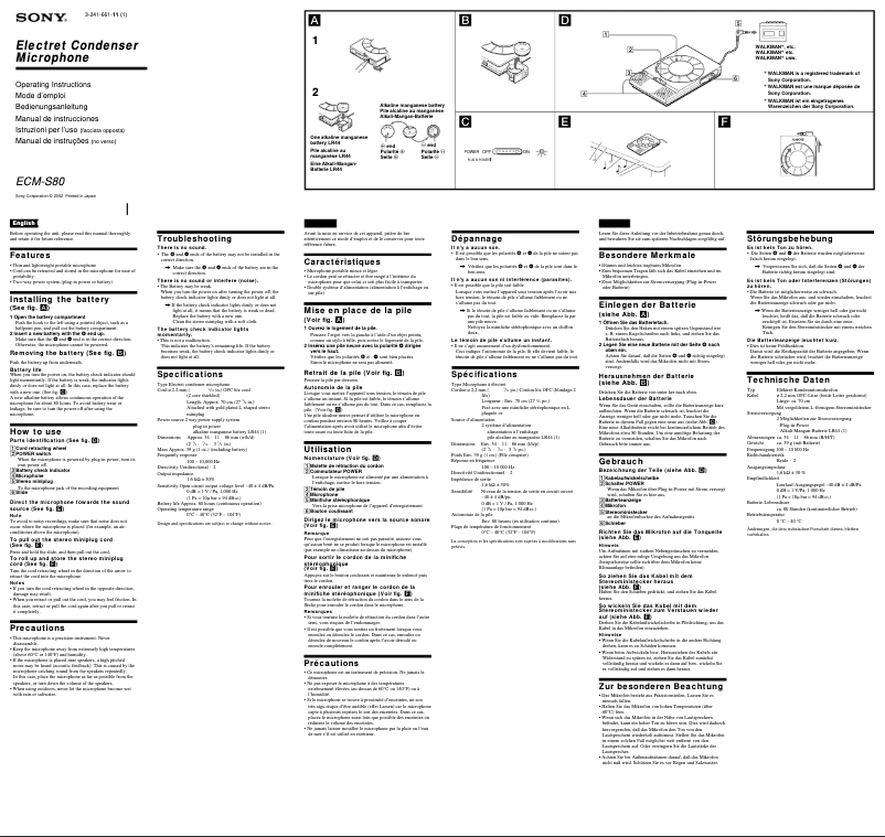Image de la première page du manuel de l'appareil ECM-S80