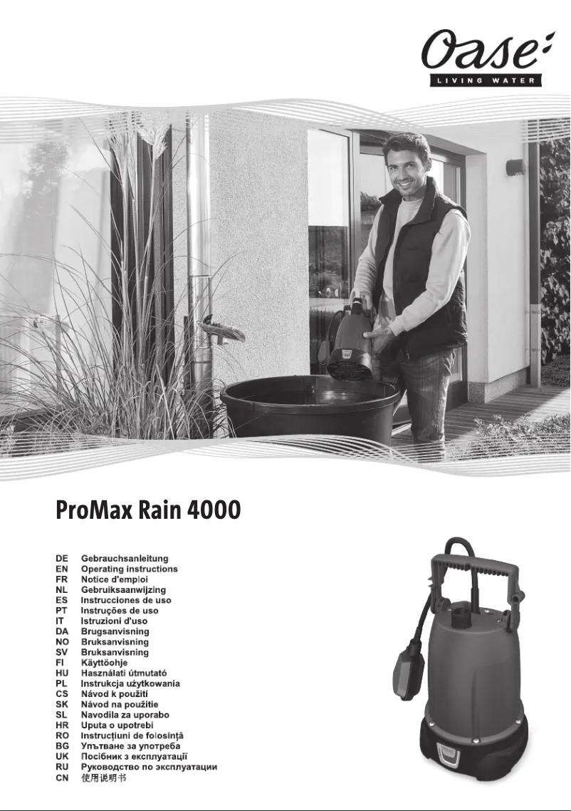 Page 1 de la notice Manuel utilisateur Oase ProMax Rain 4000