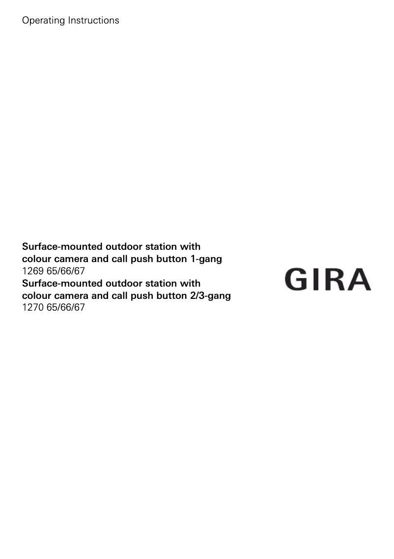 Page 1 de la notice Manuel utilisateur Gira 1270