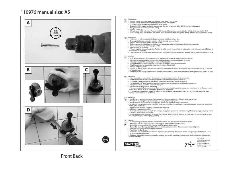 Page 1 de la notice Manuel utilisateur Powerfix 110976-14-01