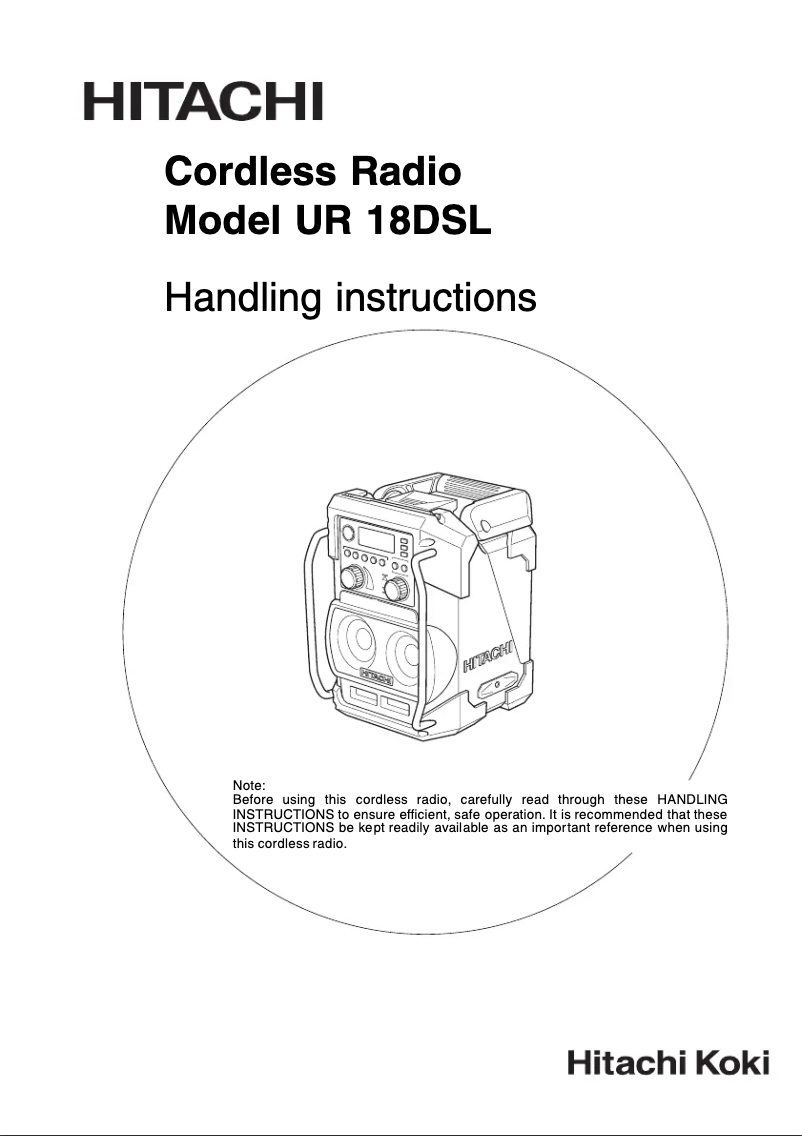 Page 1 de la notice Manuel utilisateur Hitachi UB 18DSL