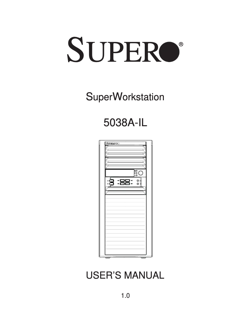 Page 1 de la notice Manuel utilisateur Supermicro SYS-5038A-IL