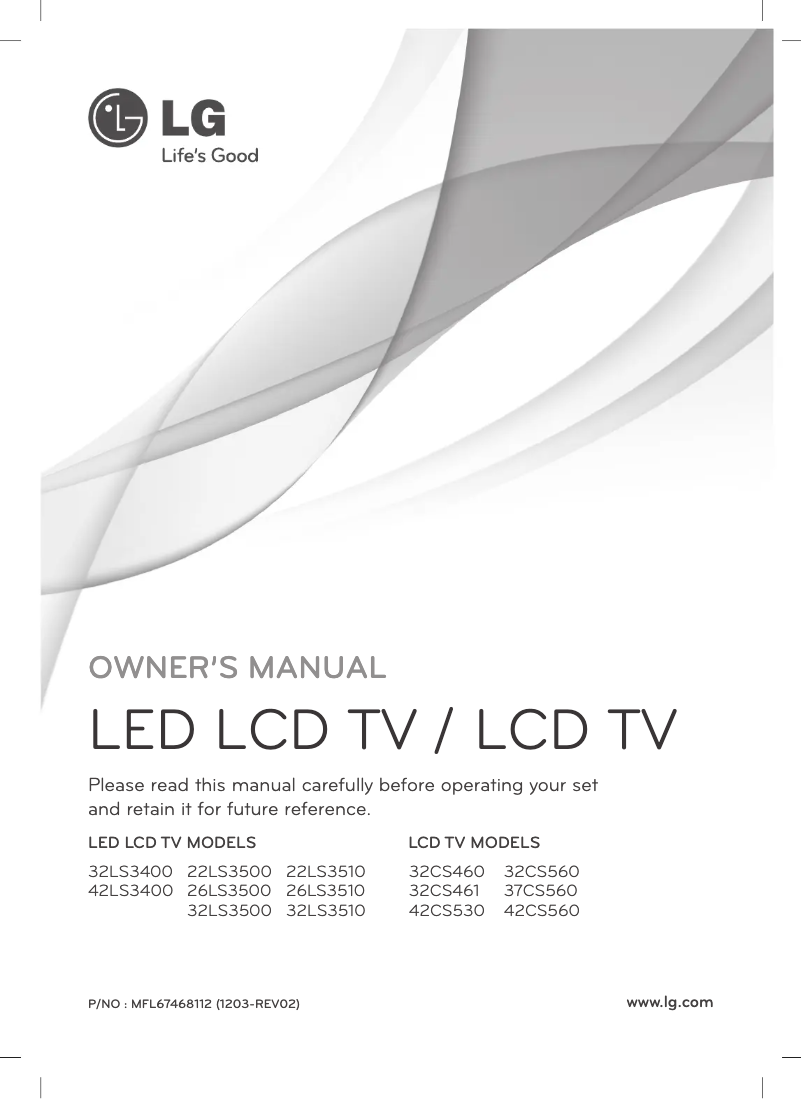 Page 1 de la notice Manuel utilisateur LG 22LS3500