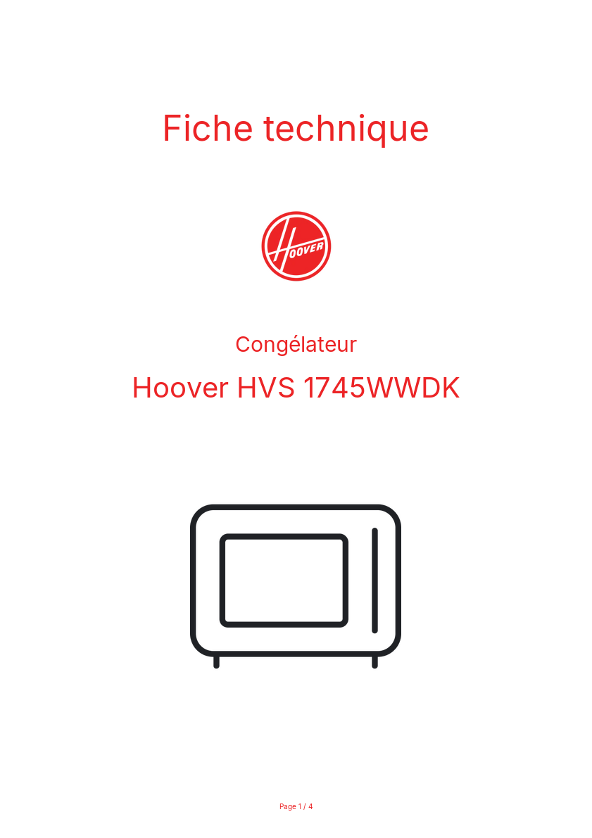 Page n°1 - Fiche technique Hoover HVS 1745WWDK