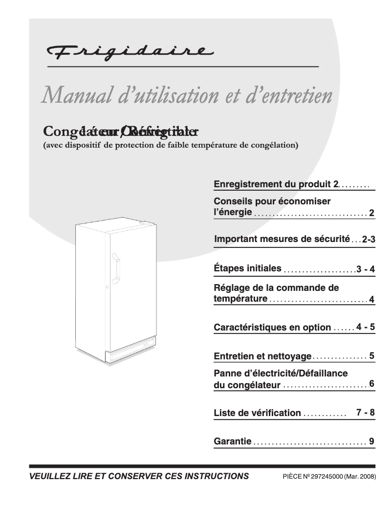 Page n°1 - Manuel utilisateur Frigidaire FKCH17F7HW