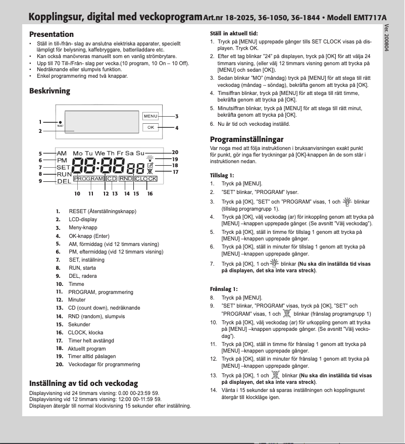 Image de la première page du manuel de l'appareil EMT717A