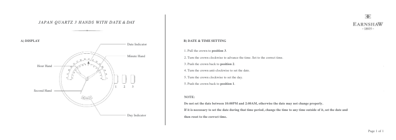Page n°1 - Manuel utilisateur Earnshaw Cornwall Retrograde ES-8077-03