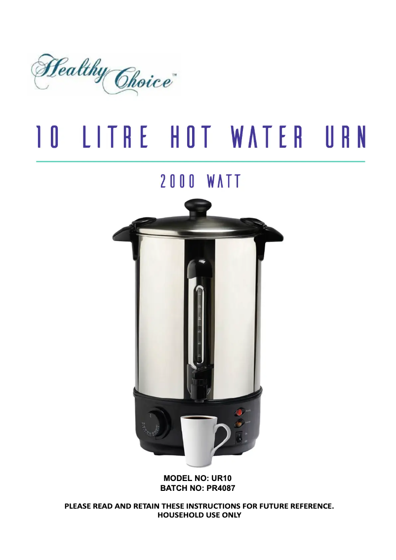 Page 1 de la notice Manuel utilisateur Healthy Choice UR10