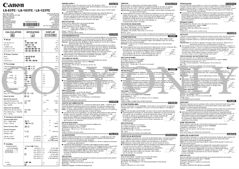 Página 1 del manual Manual de usuario Canon LS-83TC