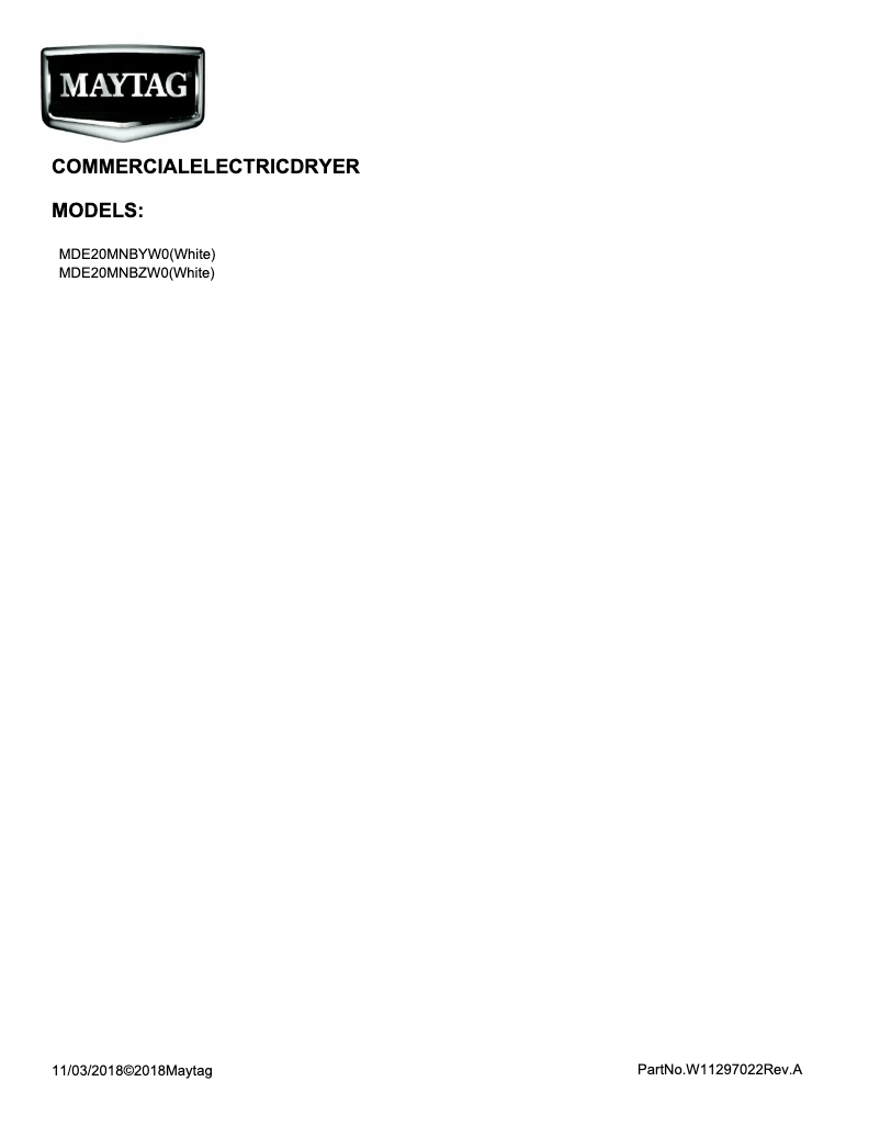 Image de la première page du manuel de l'appareil MDE20MNBYW