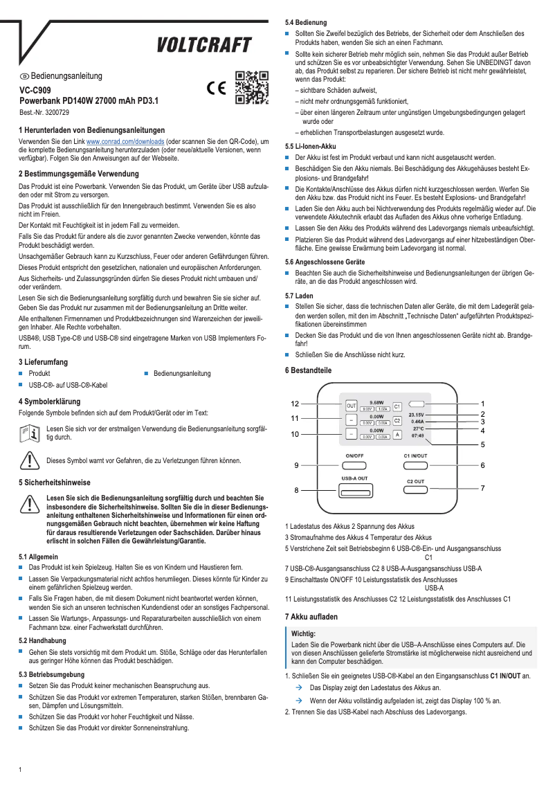 Image de la première page du manuel de l'appareil VC-C909