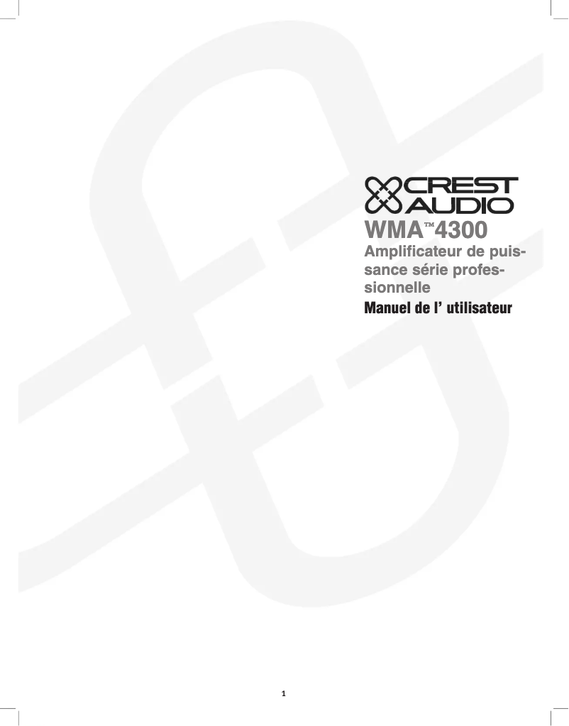 Page 1 de la notice Manuel utilisateur Peavey WMA 4300