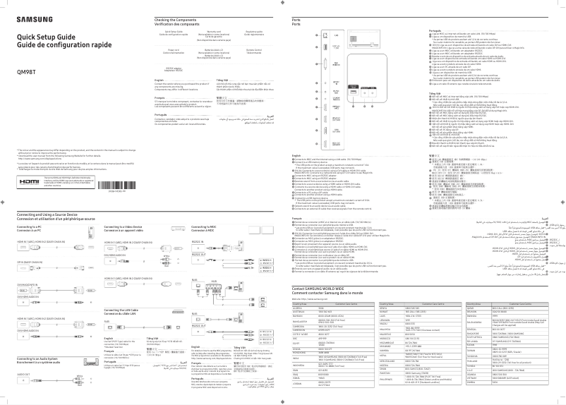 Page 1 de la notice Manuel utilisateur Samsung QM98T