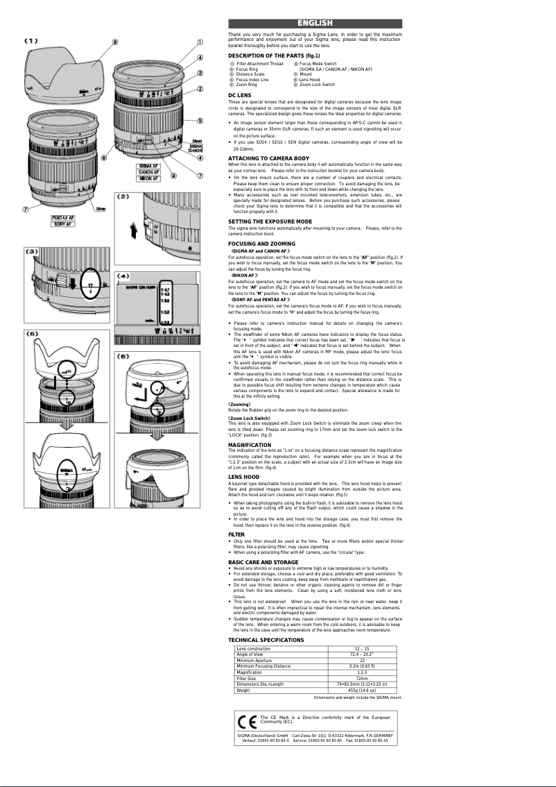 Image de la première page du manuel de l'appareil 17-70mm f2.8-4.5 DC Macro