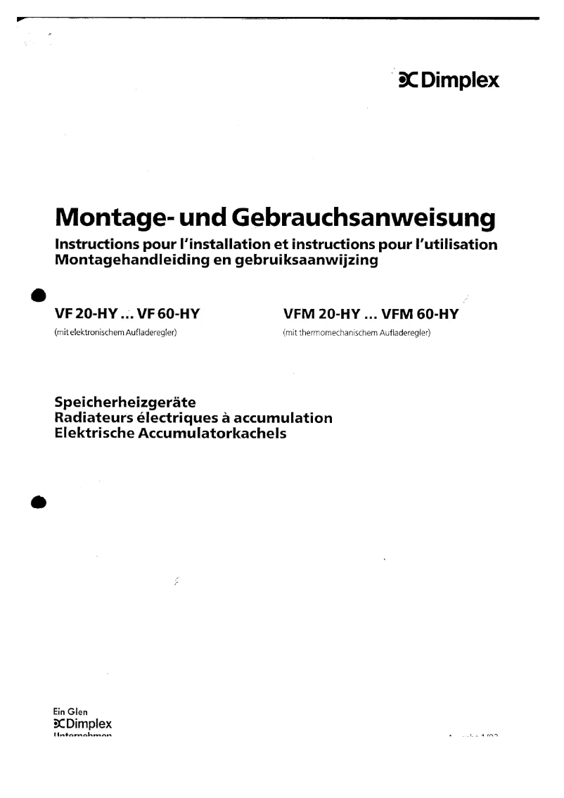 Page 1 de la notice Manuel utilisateur Dimplex VF60HY