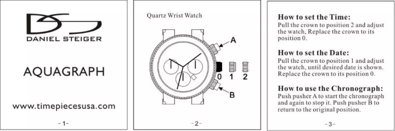 Page 1 de la notice Manuel utilisateur Daniel Steiger Aquagraph