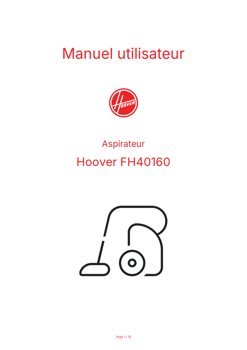 Page n°1 - Manuel utilisateur Hoover FH40160