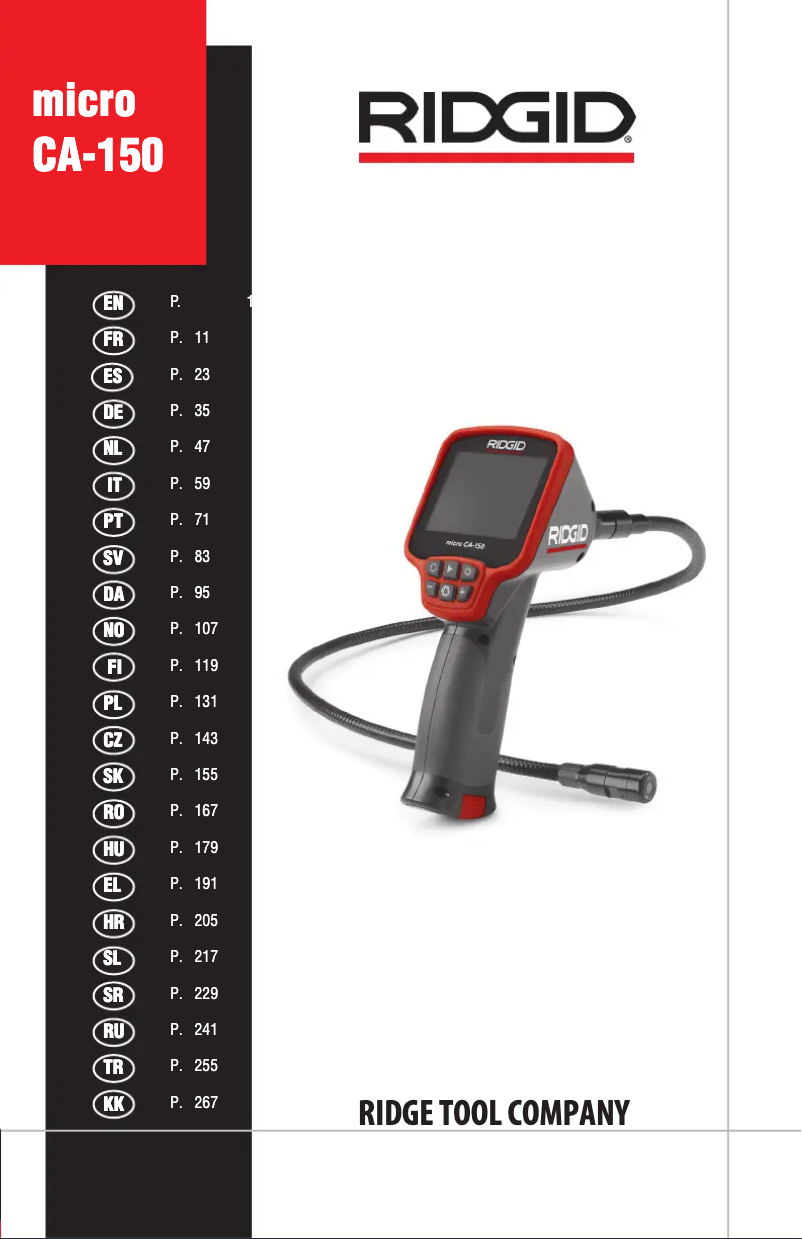 Page 1 de la notice Manuel utilisateur Ridgid micro CA-150