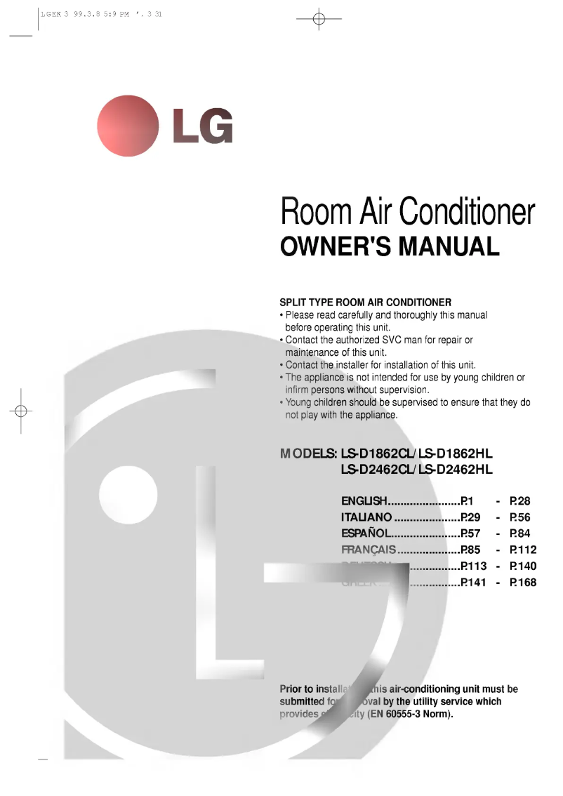 Page n°1 - Manuel utilisateur LG LS-D2462HL