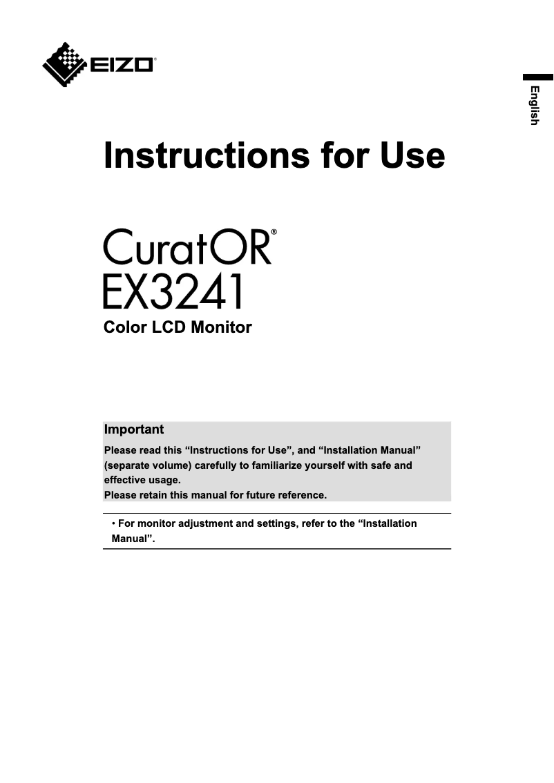Page n°1 - Manuel utilisateur Eizo CuratOR EX3241