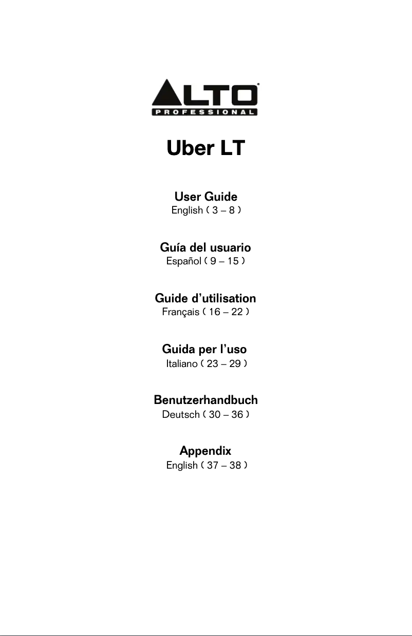 Page 1 de la notice Manuel utilisateur Alto Uber LT