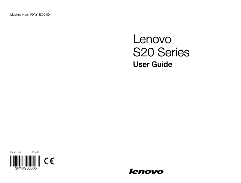 Page n°1 - Manuel utilisateur Lenovo ThinkCentre S20