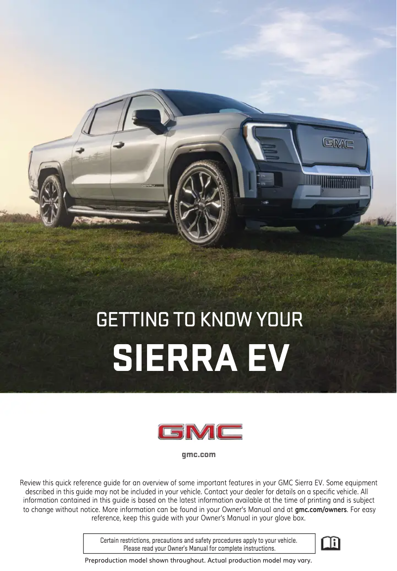 Page 1 de la notice Guide de démarrage rapide GMC Sierra (2024)
