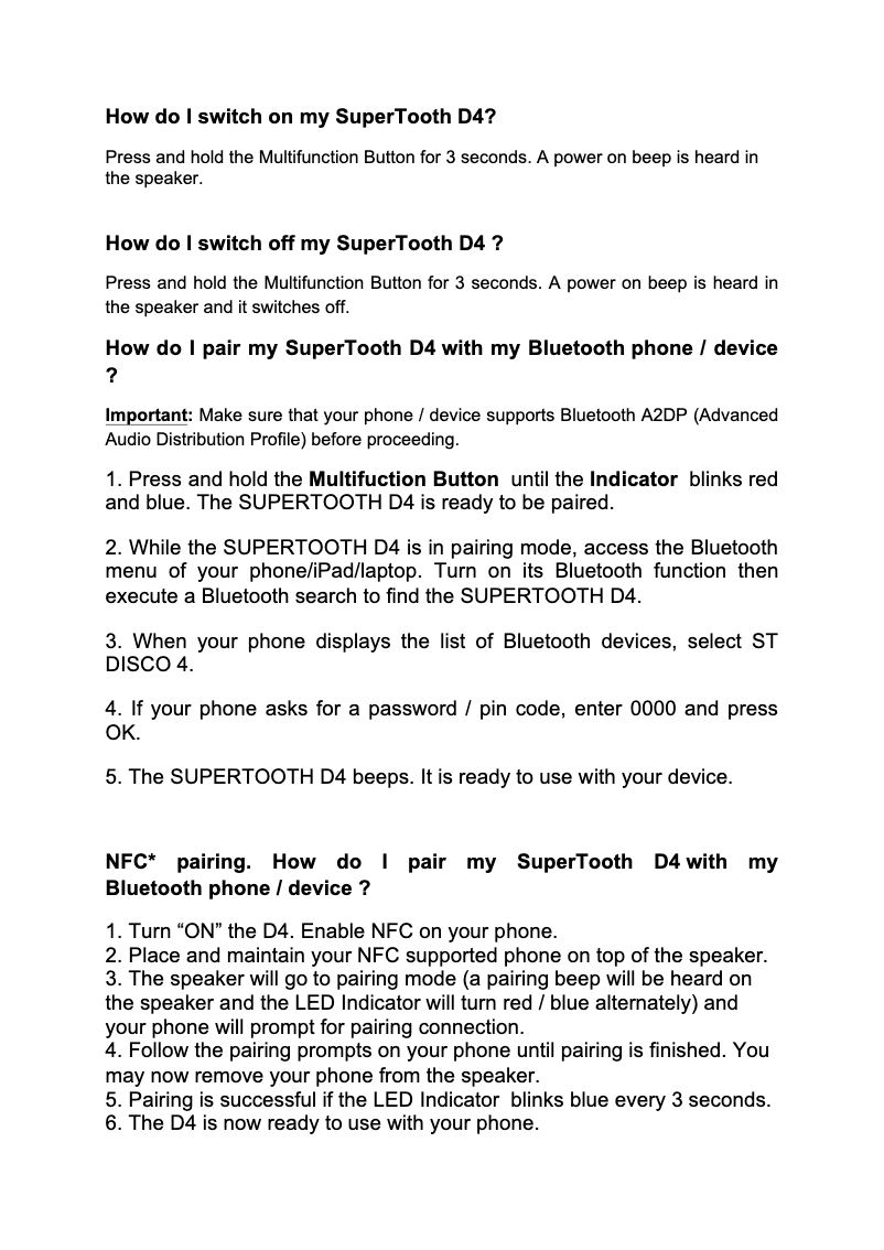 Page 1 de la notice FAQ SuperTooth D4