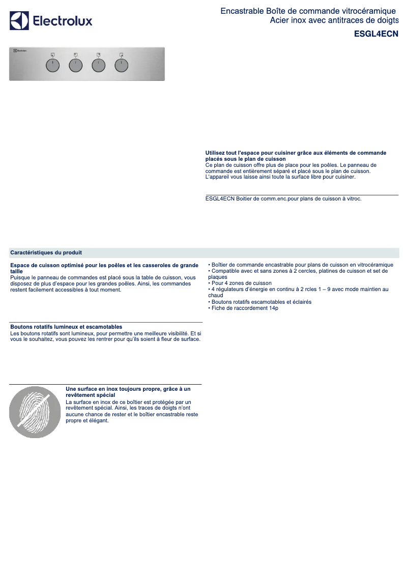 Image de la première page du manuel de l'appareil ESGL4ECN