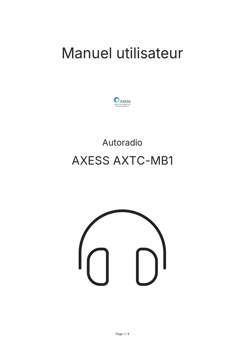 Page n°1 - Manuel utilisateur AXESS AXTC-MB1