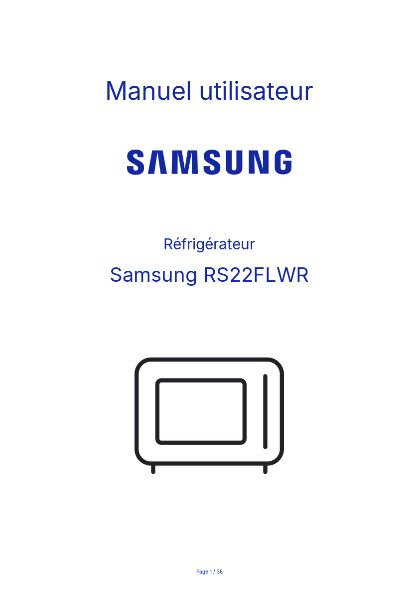 Image de la première page du manuel de l'appareil RS22FLWR