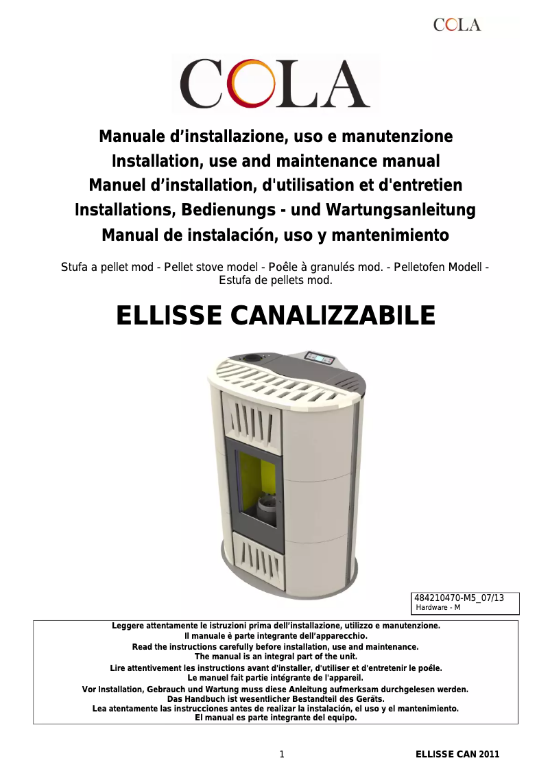 Image de la première page du manuel de l'appareil Ellisse Canalizzabile