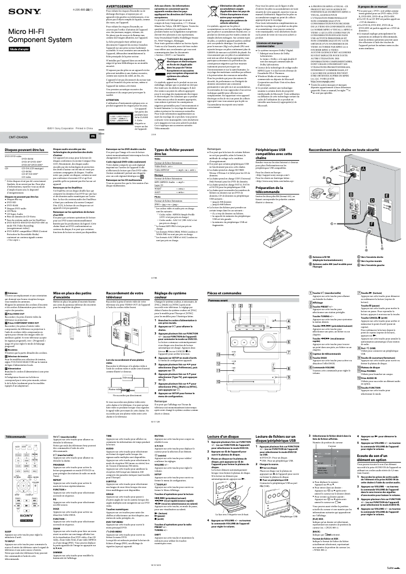 Image de la première page du manuel de l'appareil CMT-DX400A