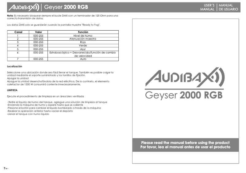 Image de la première page du manuel de l'appareil Geyser 2000