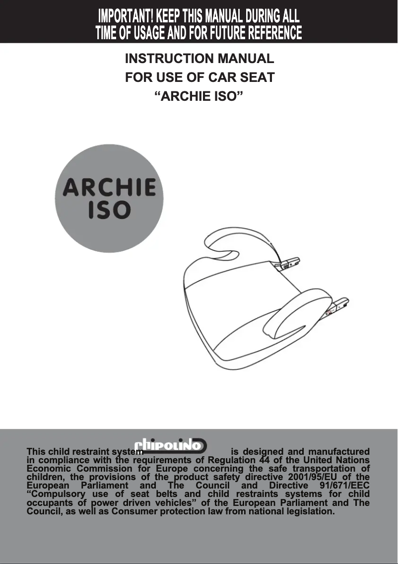 Page 1 de la notice Manuel utilisateur Chipolino Archie Iso