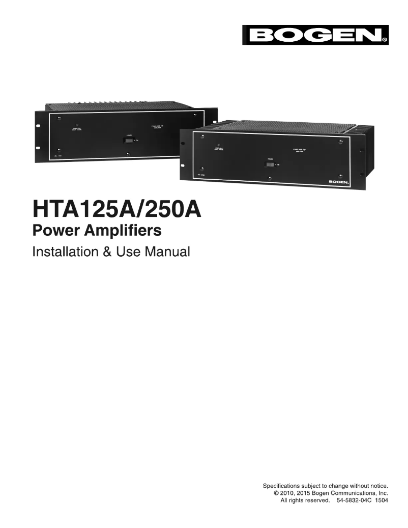 Page n°1 - Manuel utilisateur Bogen HTA250A