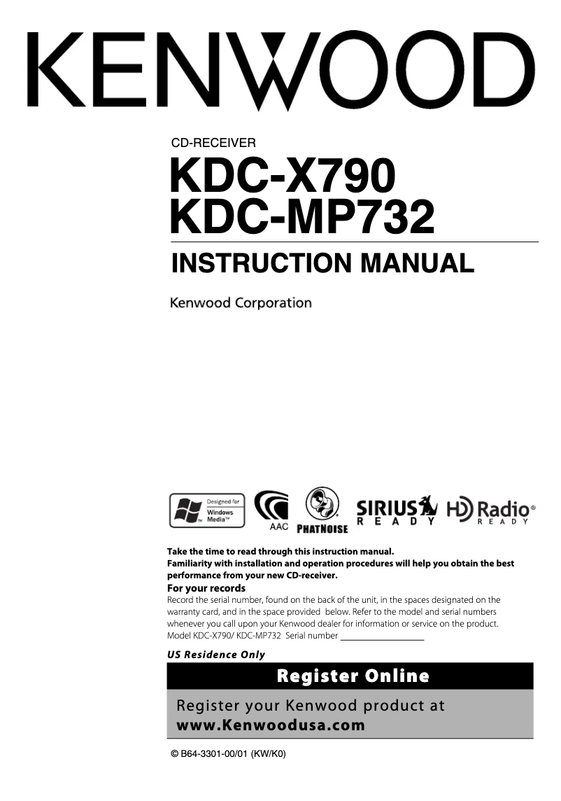 Page n°1 - Manuel utilisateur Kenwood KDC-X790