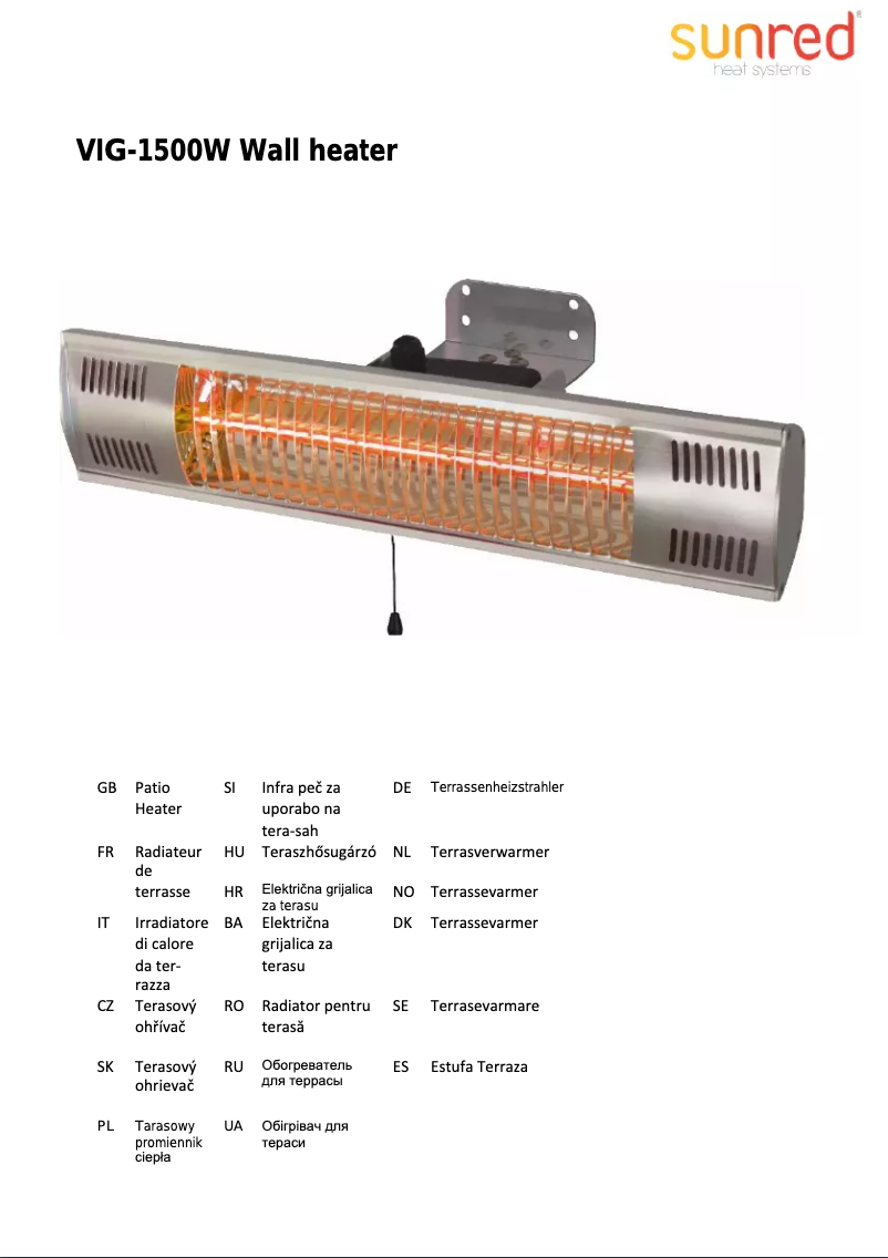 Page 1 de la notice Manuel utilisateur SunRed Vigo 1500