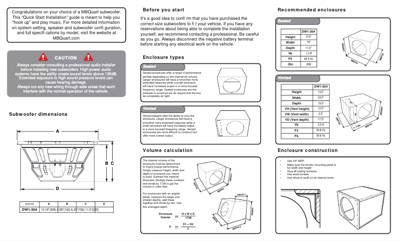 Page n°1 - Manuel utilisateur Maxxsonics DW1-304