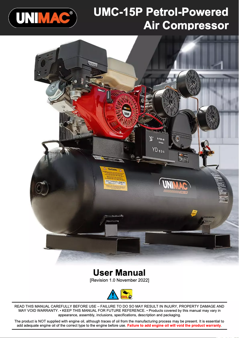 Page n°1 - Manuel utilisateur Unimac UMC-15P