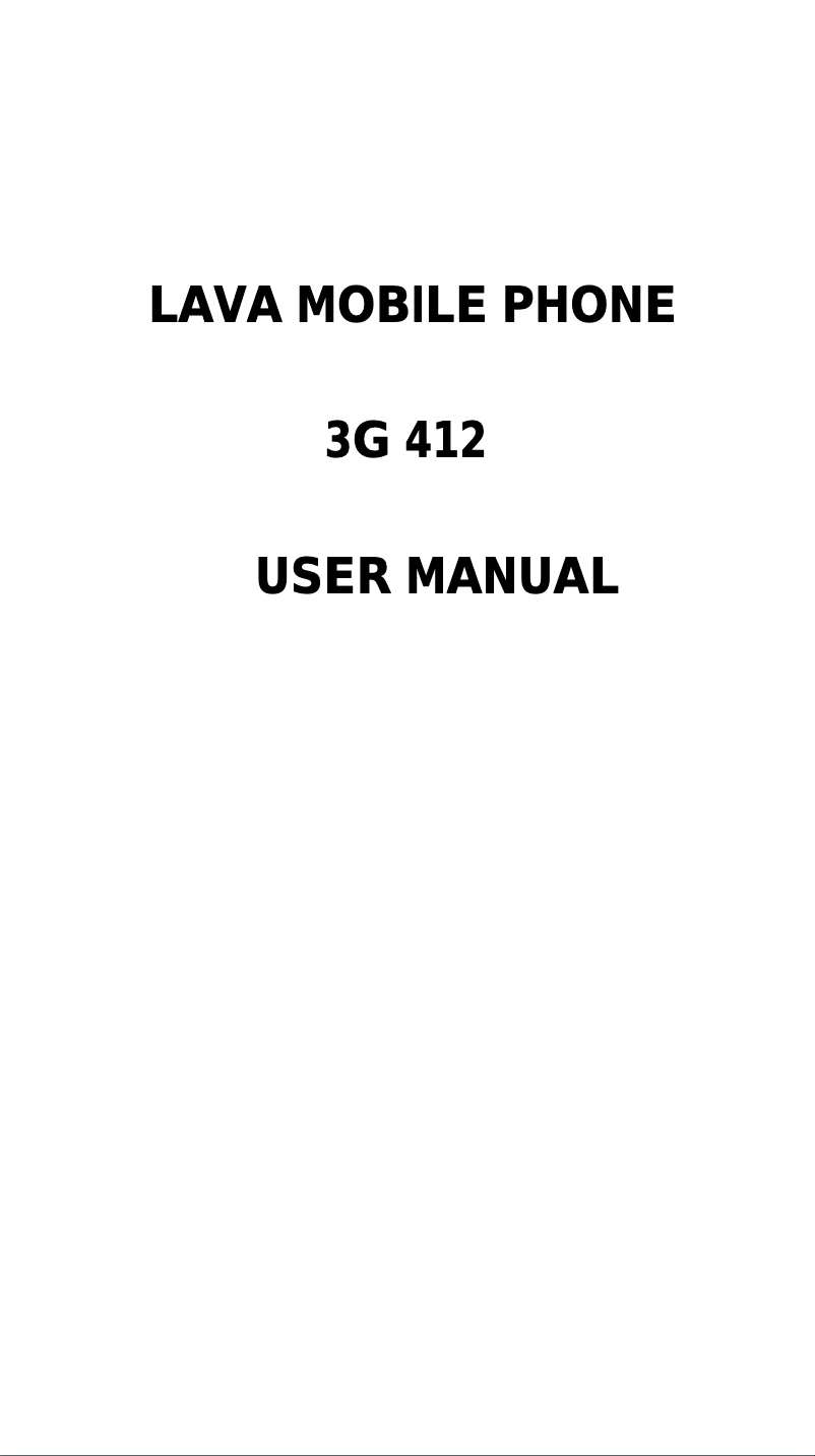 Page 1 de la notice Manuel utilisateur Lava 3G 412