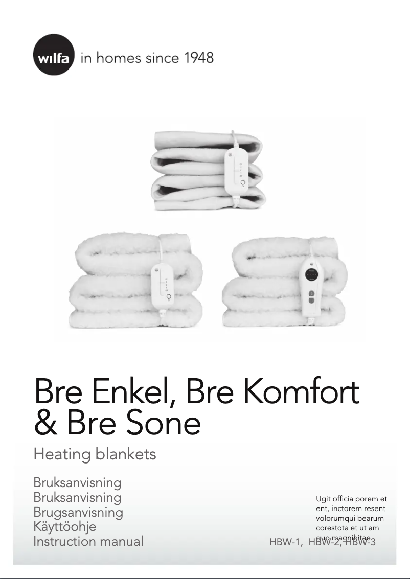 Page 1 de la notice Manuel utilisateur Wilfa HBW-3