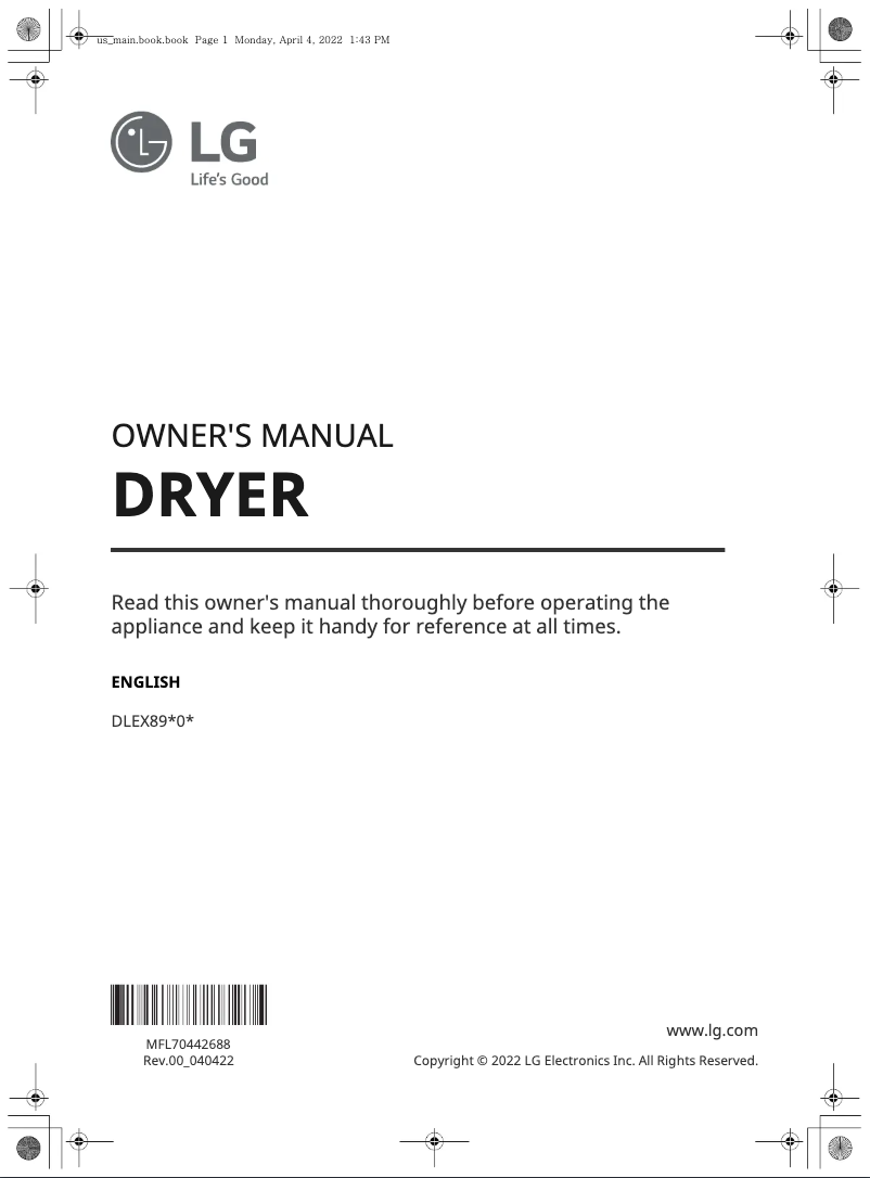 Page n°1 - Manuel utilisateur LG DLEX8900B