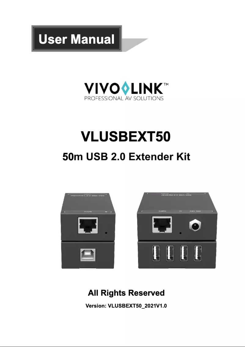 Page n°1 - Manuel utilisateur Vivolink VLUSBEXT50