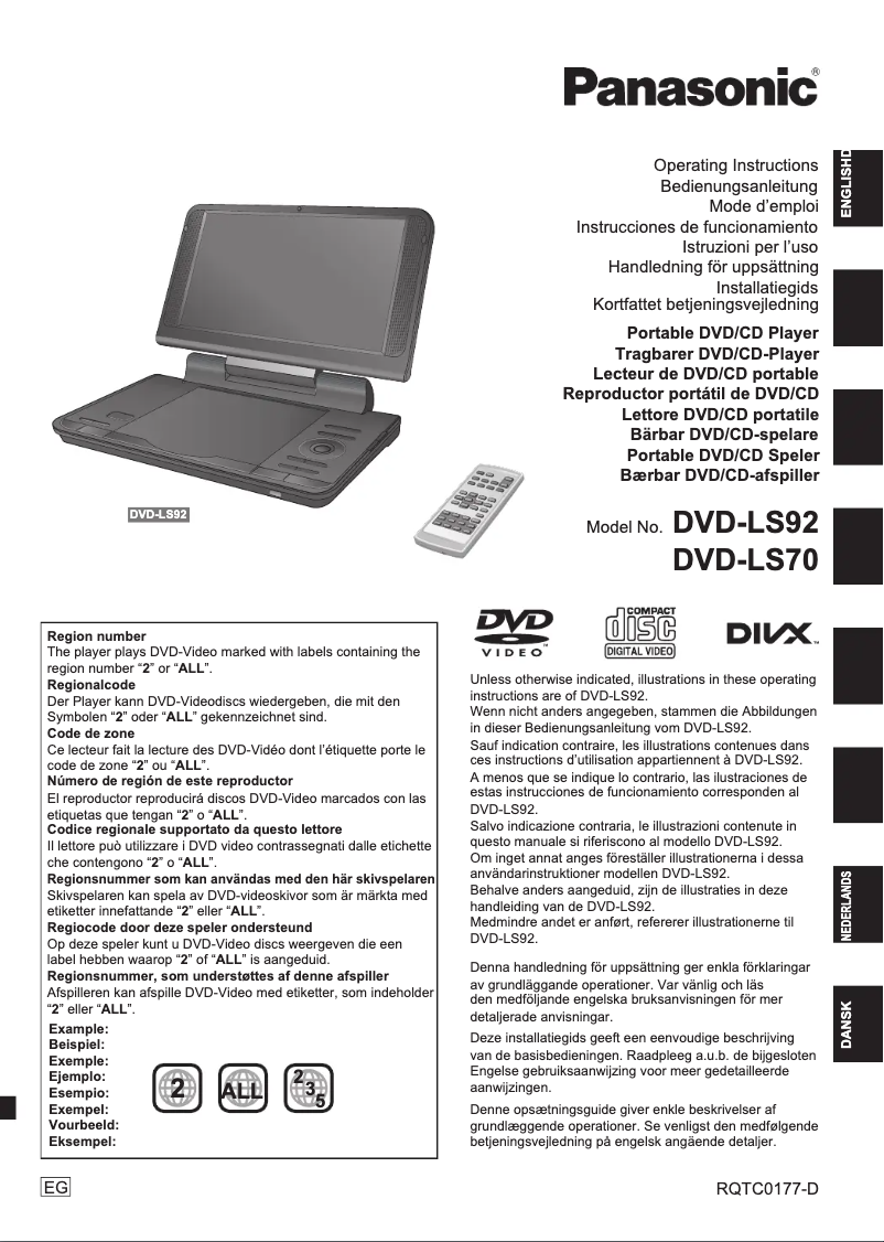 Page 1 de la notice Manuel utilisateur Panasonic DVD-LS92