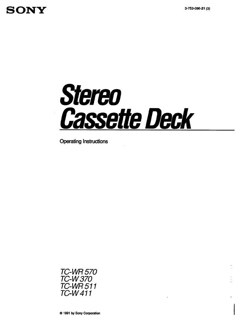 Page n°1 - Manuel utilisateur Sony TC-W370